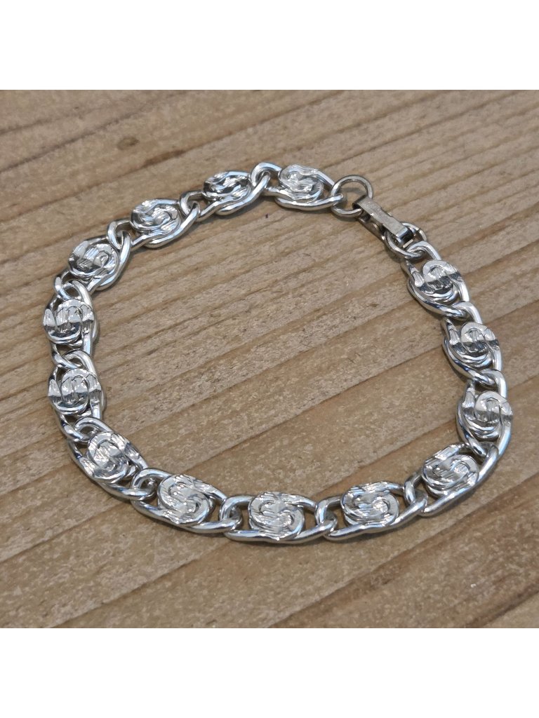 Sarah Coventry Vintage Silver Tone Embossed 7 Chain Link Bracelet 11$